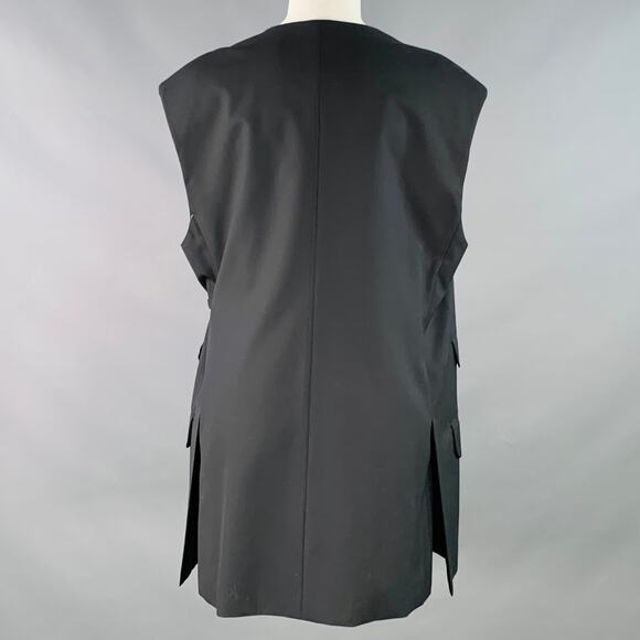 CINOH Size 2 Black Wool Wrap Tie Longline Vest - Picture 3 of 5